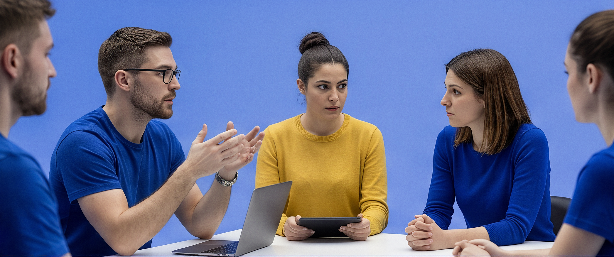 Blue Code team in an intake conversation